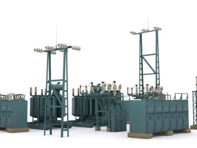 electric station details Low-poly 3D model