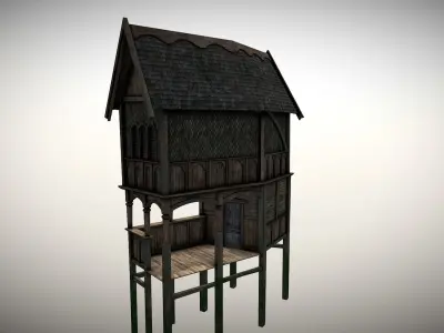 Medieval lake village - House 10 Low-poly 3D model