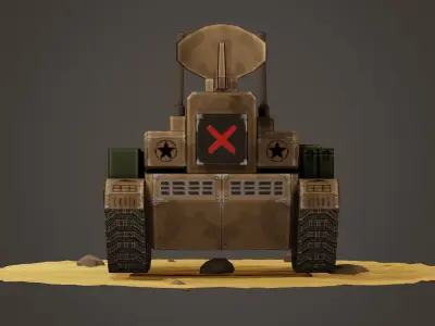 stylized anti-aircraft vehicle Low-poly 3D model