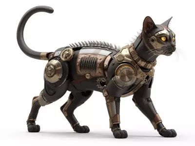 Steampunk Cybernetic Cat 3D Model Low-poly 3D model