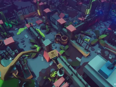 Free NecroPoly Graveyard Halloween Exterior Kit Free low-poly 3D model