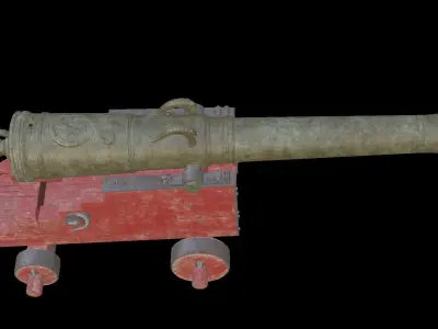 24-pounder naval cannon with LODs model Low-poly 3D model