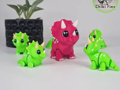 Flexi Mini Triceratops Print In Place No Supports 3D print model
