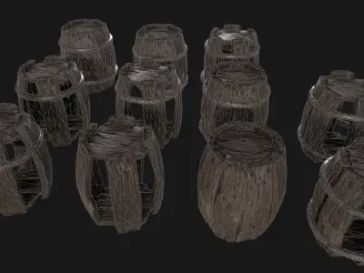 Pirate Barrels Low-poly 3D model