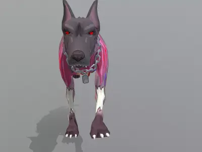 Hybrid Police Dog DoberMan Run Cycle 3D model