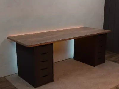 Ikea Desk PC for gaming setup Free 3D model
