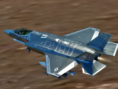 F35A Lightning II - Fully Rigged - with high resolution cocpit Low-poly 3D model