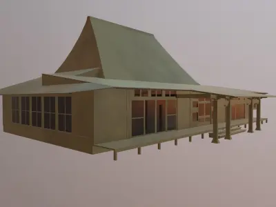 Japanese Temple Low-poly 3D model