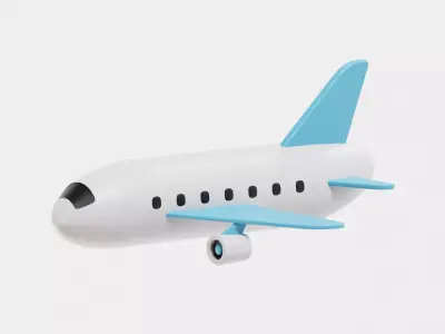 Airplane cartoon Low-poly 3D model