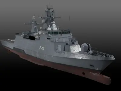 German Braunschweig class corvette game-ready Low-poly 3D model