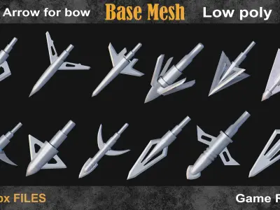 50 Arrow for bow basemesh vol 3 Low-poly 3D model