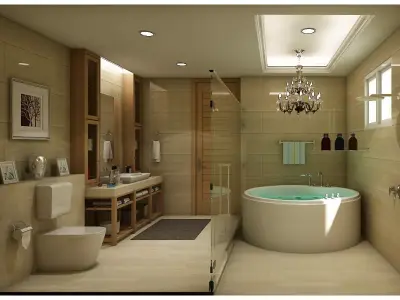 bathroom 3 with bathtub and sink 3D model