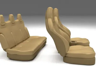 Tesla Model S Seats Cream Low-poly 3D model