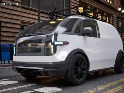 Minibus Electric White Rigged for Maya 3D model