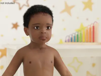 Little Dark Skin Boy Rigged 3D model