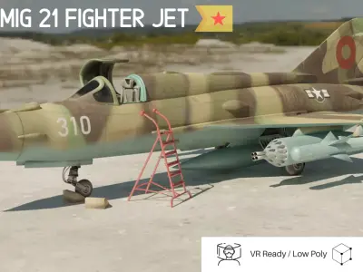 MiG 21 - Rigged and Animated - with Interior - M1 Low-poly 3D model