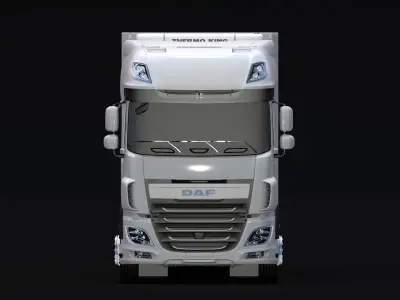 2018 DAF 106 XF EURO 6 4X2 Cold Store Trailer Low-poly 3D model