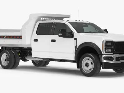 White Pickup Dump Truck 3D model