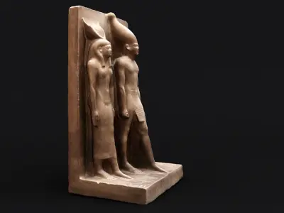 Egyptian King Menkaure With Hathor and Theban God 3D model
