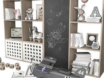 Kids room furniture and decor 2 3D model