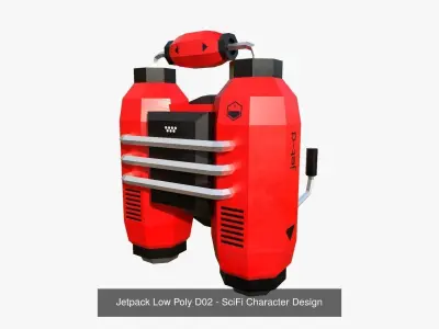 10 Jetpack Low Poly Collection Red - SciFi Character Design 