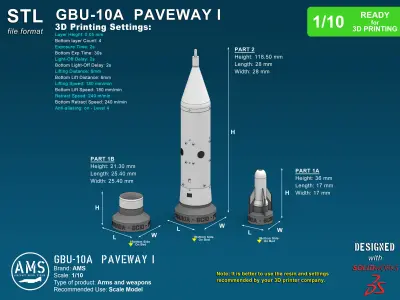 GBU-10A Paveway I - Scale 1-10 3D print model
