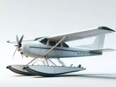 Seaplane Compact Amphibious Aircraft Low-poly 3D model
