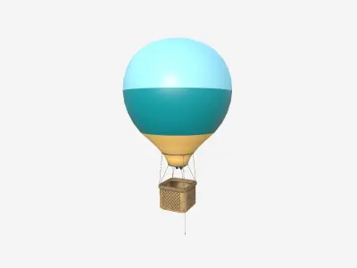 Balloon Hot Air 04 Light Blue - Aircraft Cartoon Low-poly 3D model