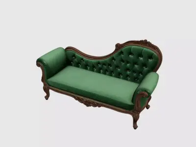 Classic Tufted Emerald Green Chaise Lounge - Luxury Sofa  11 Free 3D model