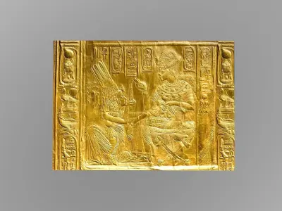 Gold relief of Tutankhamun-Ancient Egypt Low-poly 3D model