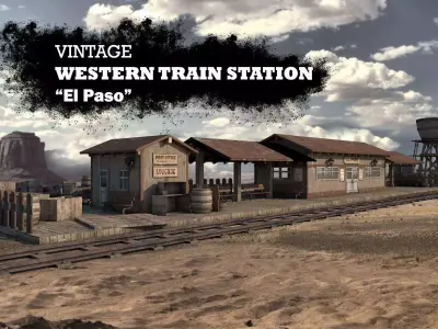El Paso City Vintage Western Train Station 3D model