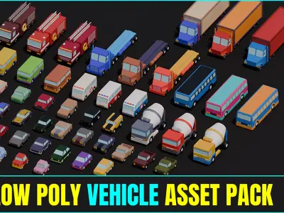 Vehicle Pack - Low Poly Game Ready Models Low-poly 3D model