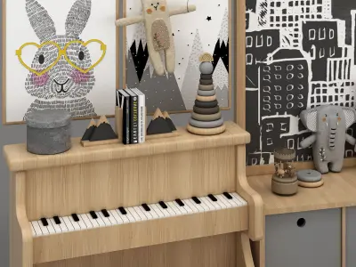 toys and furniture set Low-poly 3D model