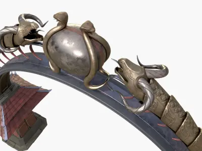 Ancient Japanese Arch Gate 3D model