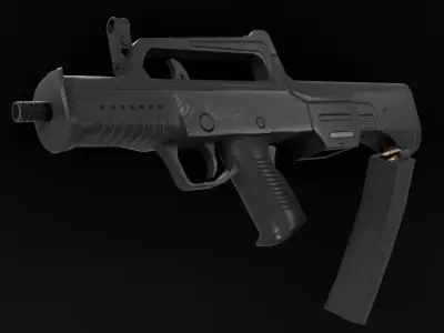 Low Poly Chinese QCW-05 SMG Low-poly 3D model