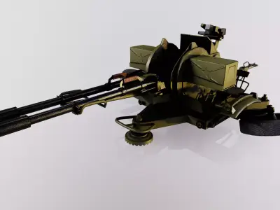 23-mm twin anti-aircraft gun ZU-23 1960 Low-poly 3D model