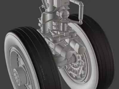 High-polly 50s American Bomber Landing Gear 3D model
