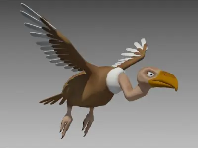 Vulture Toon Animated Low-poly 3D model