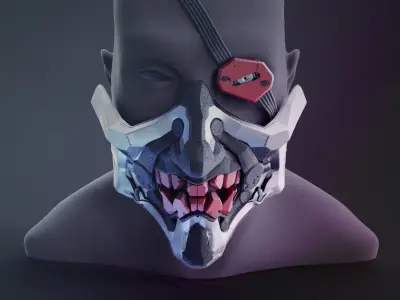 Cyberpunk Demon Ninja  Mask 3D print model purchase