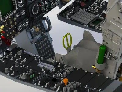 Fairchild A-10 Thunderbolt II complete cockpit 3D print model