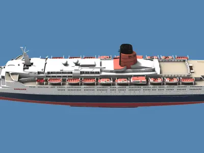 RMS Queen Elizabeth 2 QE2 ocean liner 3D print model as of 2008 3D print model
