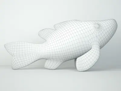 Artisan Carved Wood Fish Figurine 3D model