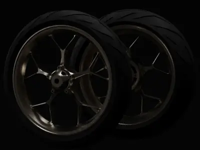 Motorcycle Wheel with tires Free low-poly 3D model