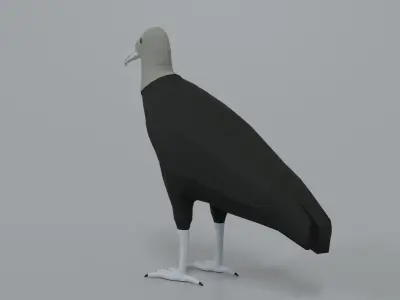 Low poly Cartoon Black Vulture Low-poly 3D model
