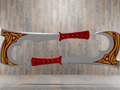Combat Axes From Shadow Fight 2 - Harrier Hooks Low-poly 3D model