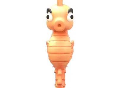 Cartoon Seahorse Low-poly 3D model