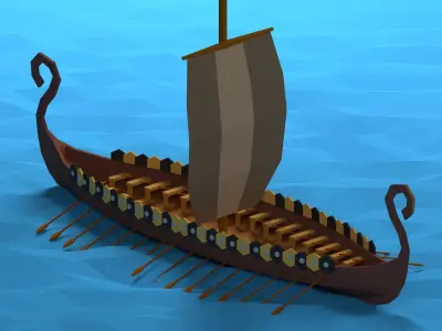 Low poly Viking Ship Low-poly 3D model