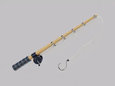 Cartoon Fishing Rod Low-poly 3D model