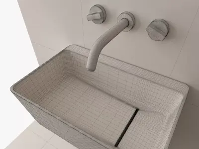 BathroomSet02 bathroom with sink and mirror Free 3D model