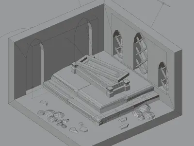 Low-Poly Game Tomb hidden treasures Stones Crypt Window Low-poly 3D model